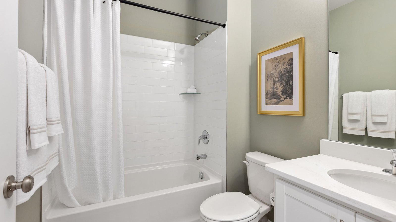 First Floor Stylish secondary full bathroom in a new single-family home in King George, Virginia.
