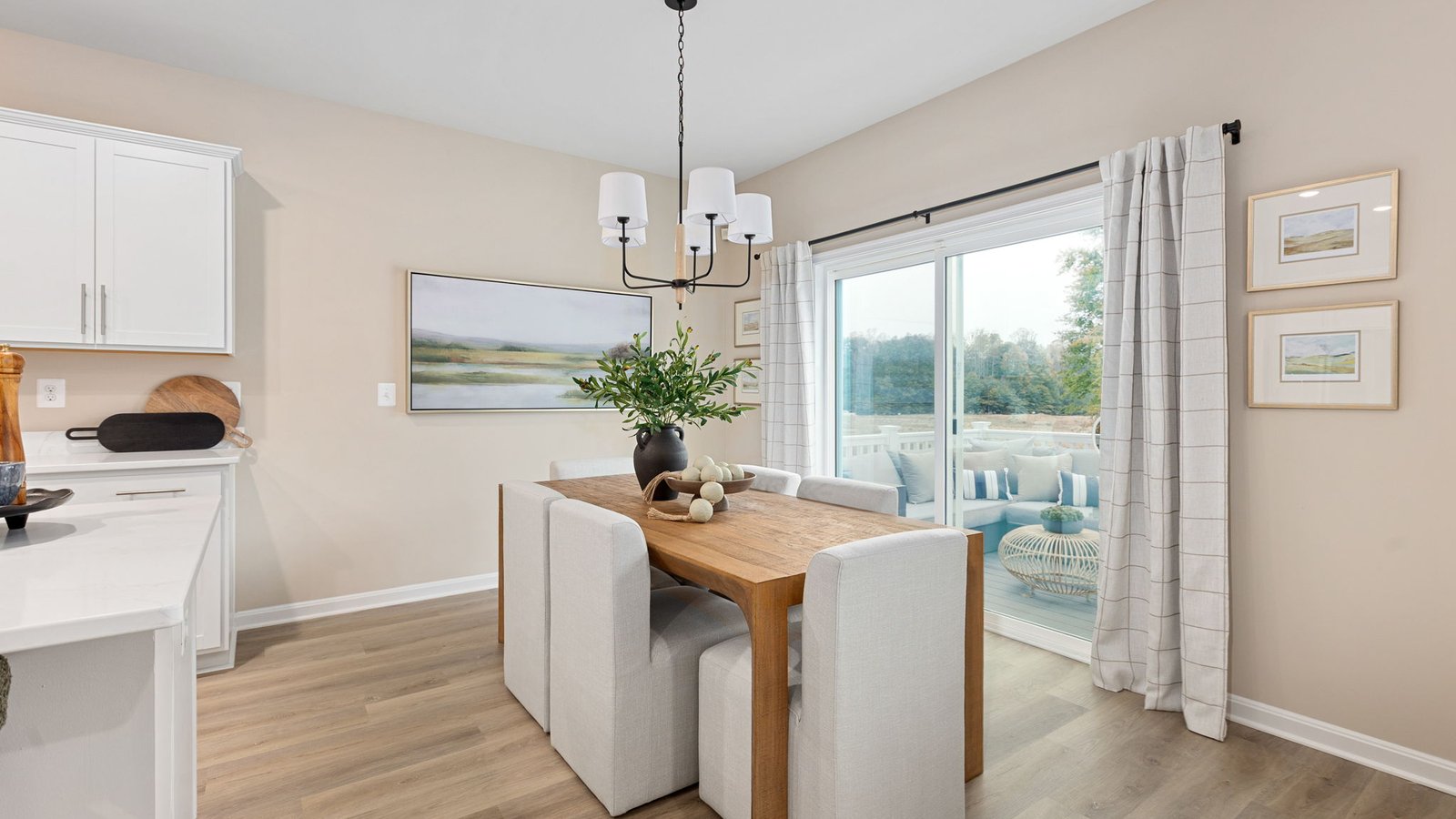 Bright dining area in a new single-family home in King George, Virginia.