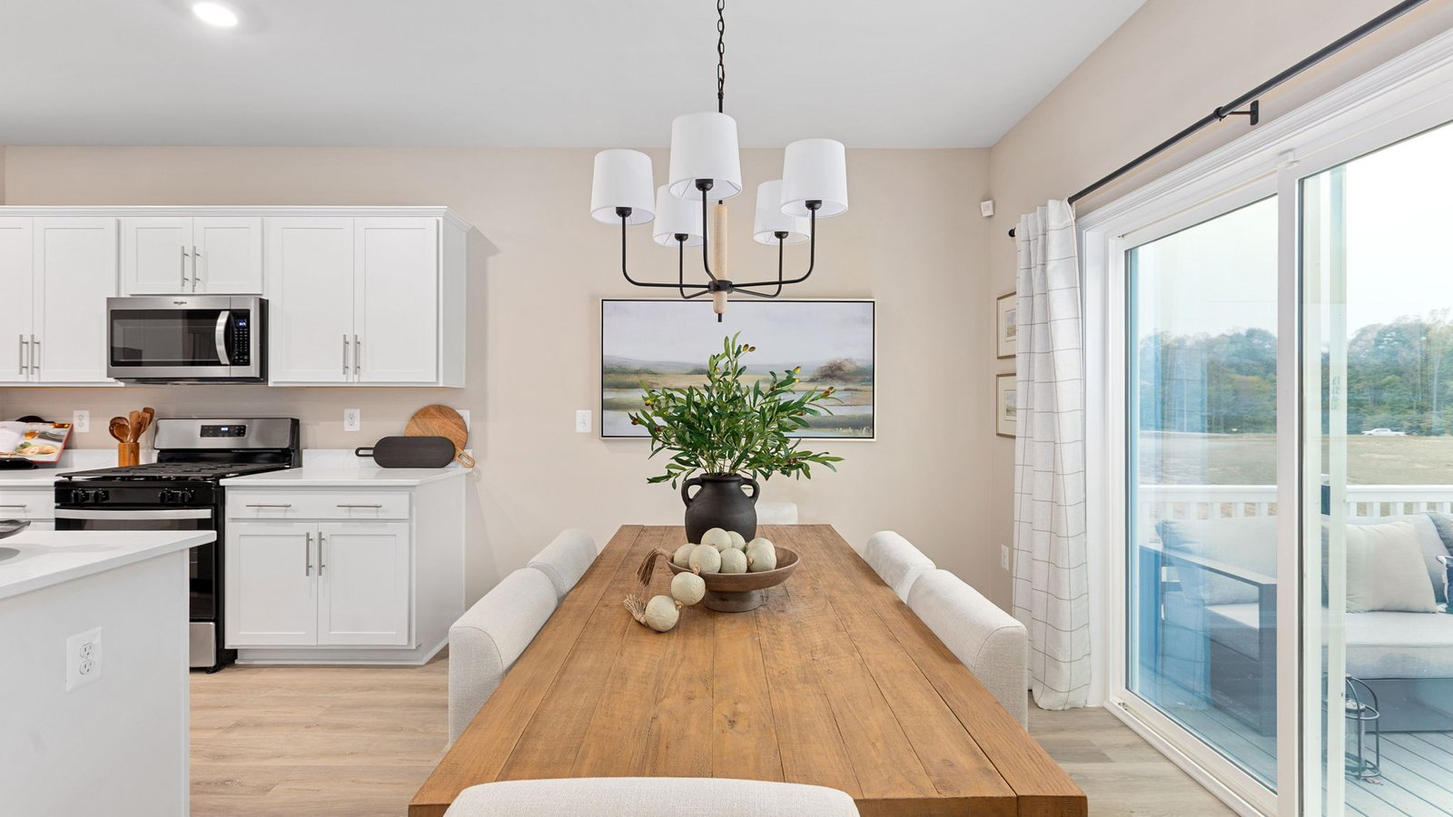 Bright dining area in a new single-family home in King George, Virginia.