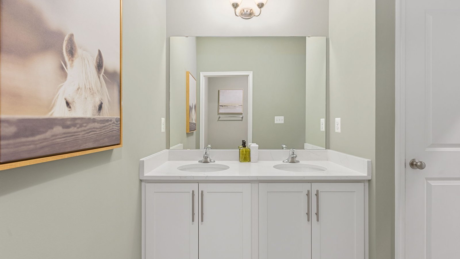 Stylish secondary bathroom in a new single-family home in King George, Virginia.