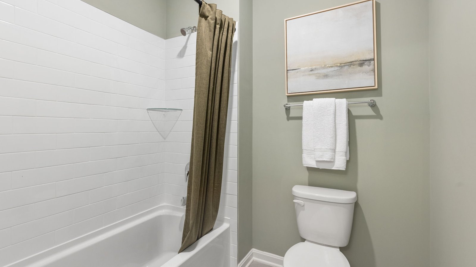 Stylish secondary bathroom in a new single-family home in King George, Virginia.