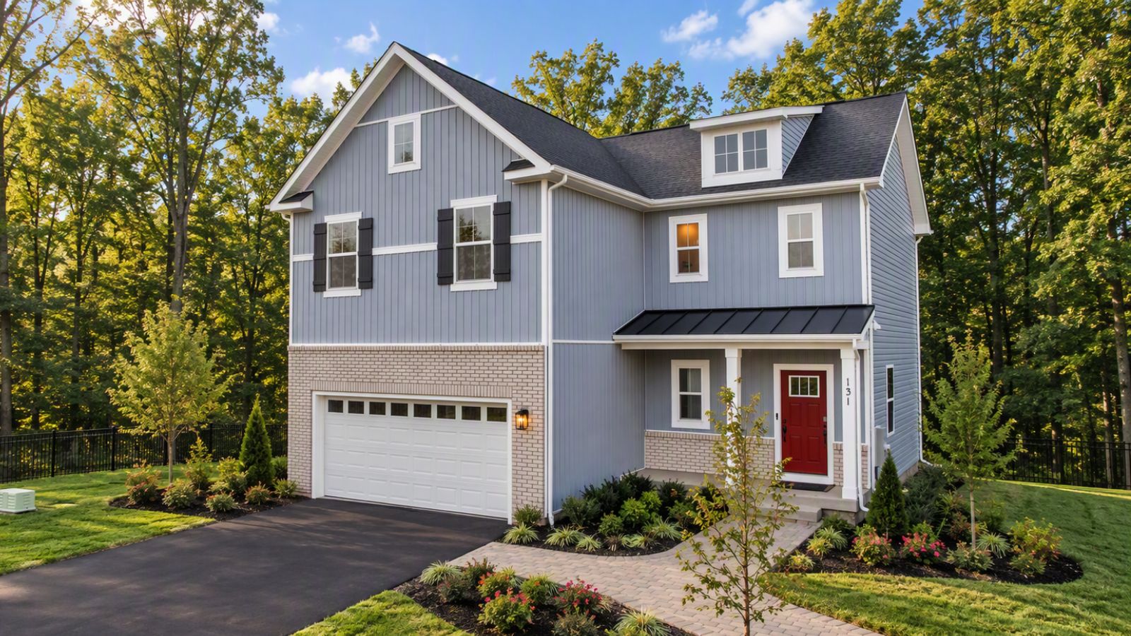 Front exterior of a new home in Fredericksburg, Virginia