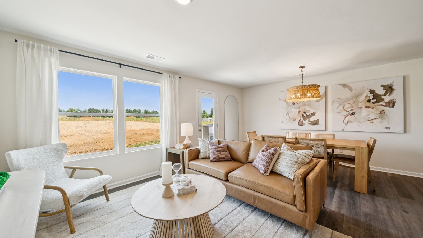 Open-concept living room in Waynesboro, VA townhome