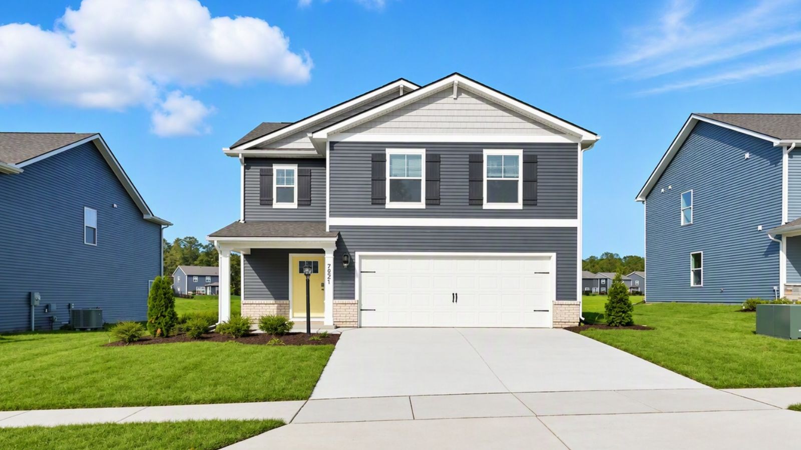 New single-family home in Staunton, VA featuring modern farmhouse architecture, stone accents, professional landscaping, and exceptional curb appeal.