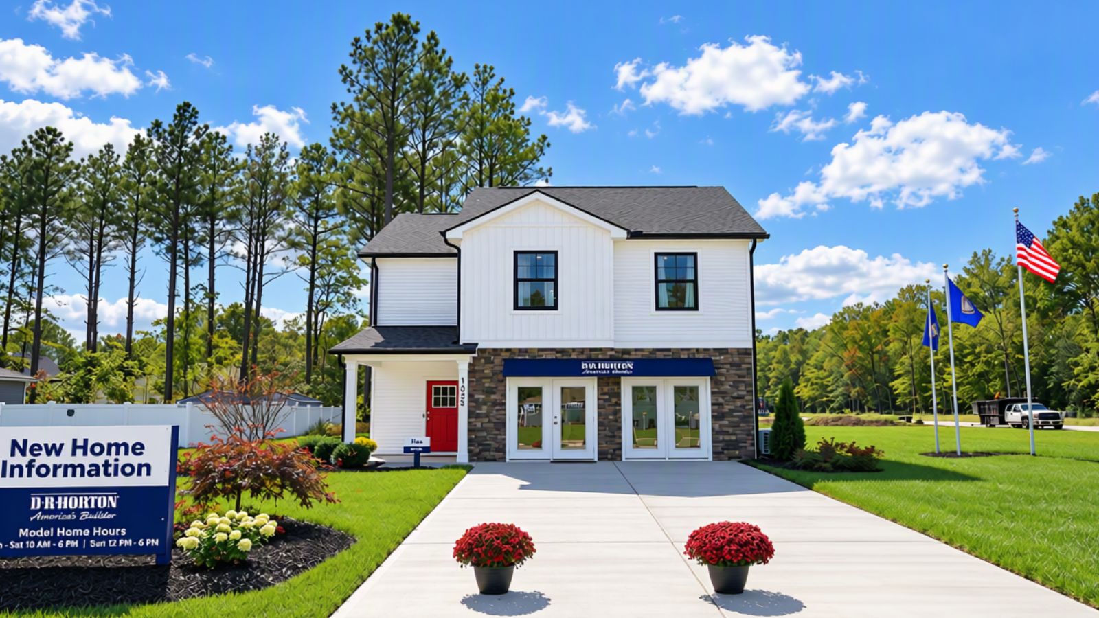 New single-family home in Staunton, VA featuring modern farmhouse architecture, stone accents, professional landscaping, and exceptional curb appeal.
