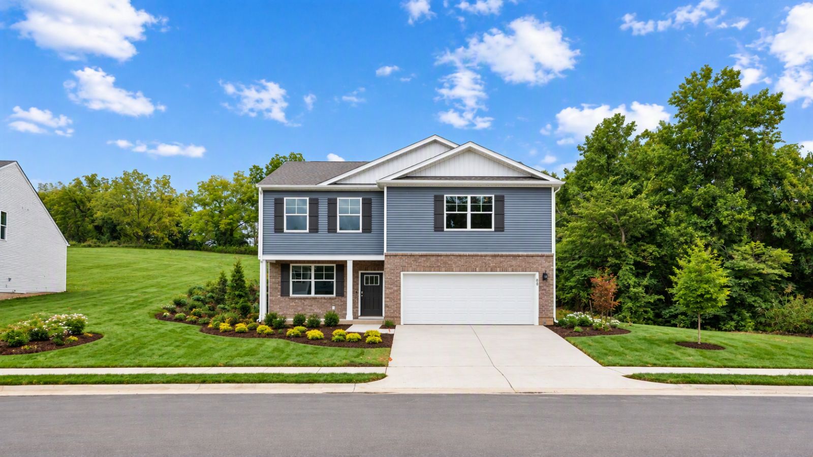 Beautiful new construction model home in Waynesboro, VA showcasing modern farmhouse design, attractive curb appeal, and quality craftsmanship in the Shenandoah Valley.