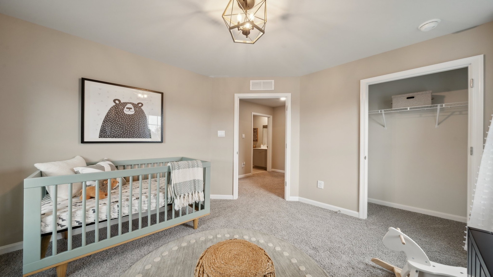 Secondary bedroom showcases space via single door closet, window, convenient home access Chappell Creek