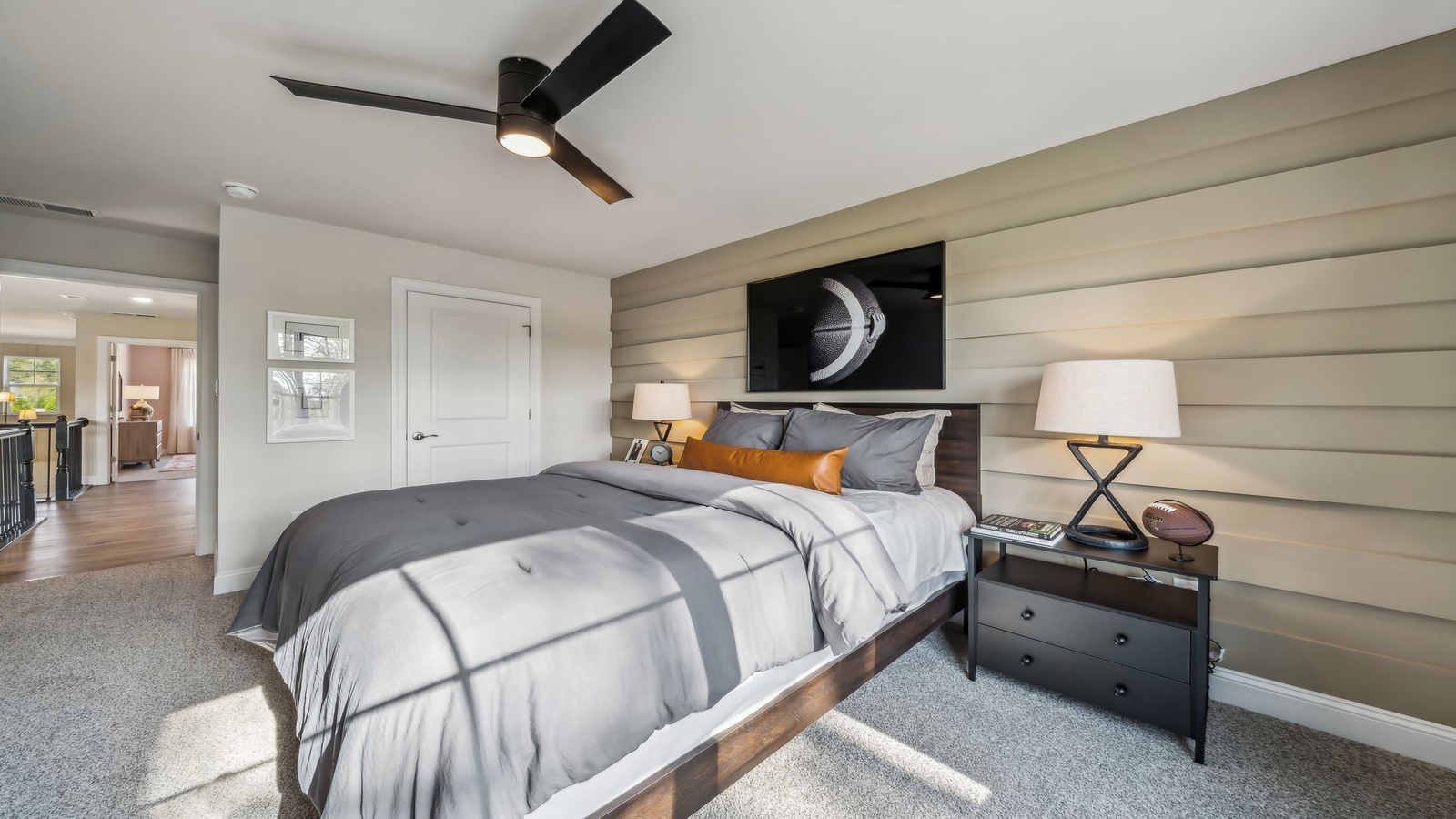 Secondary bedroom with full closet, direct access to shared upstairs spaces, loft multi-use areas Red Oaks