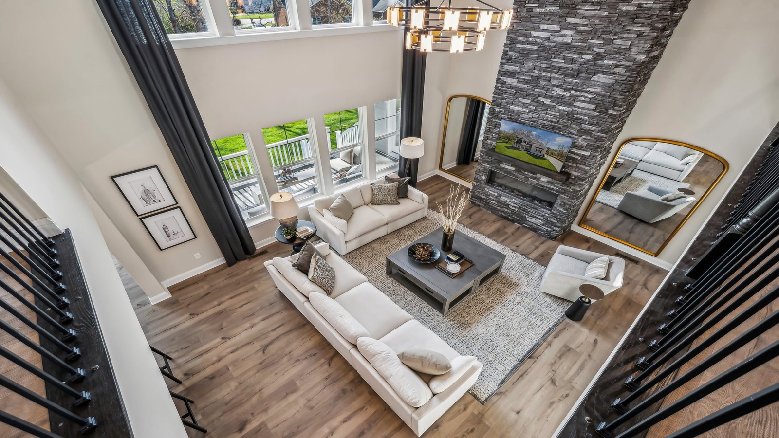 Upstairs loft, adds top quality designs, multi-use wide landing at the top of stairs overlooking living area