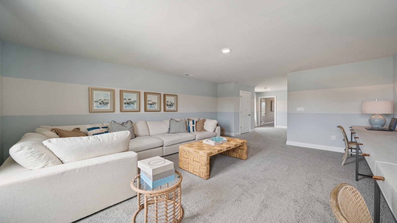 Loft +  Bedroom upstairs layout includes access to open sightlines, easy access to shared spaces Copper Grove at Harpers Mill