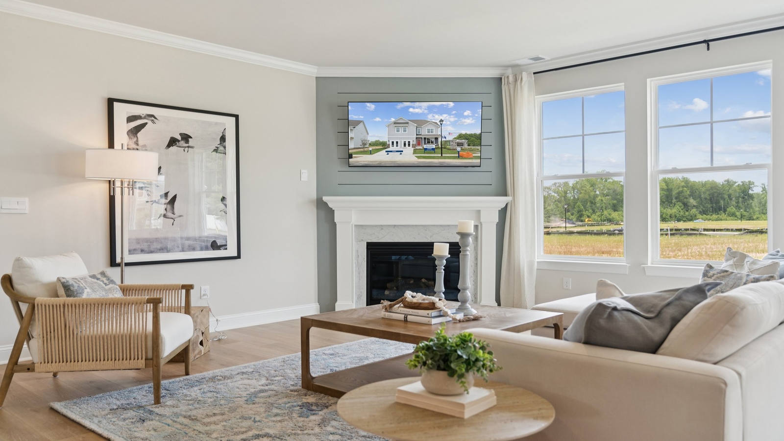 Living room built for daily living near kitchen with ample space, simple Fresh Open Concept design