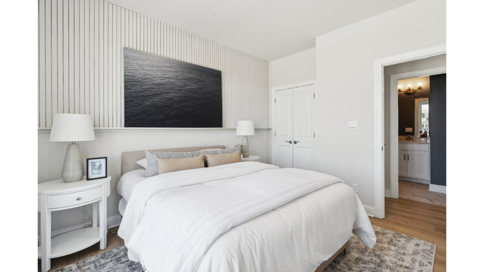 Main bedroom in New Build Home in Retreat at Edinburgh Farms with stylish carpeting, ensuite bathroom, walk-in closet