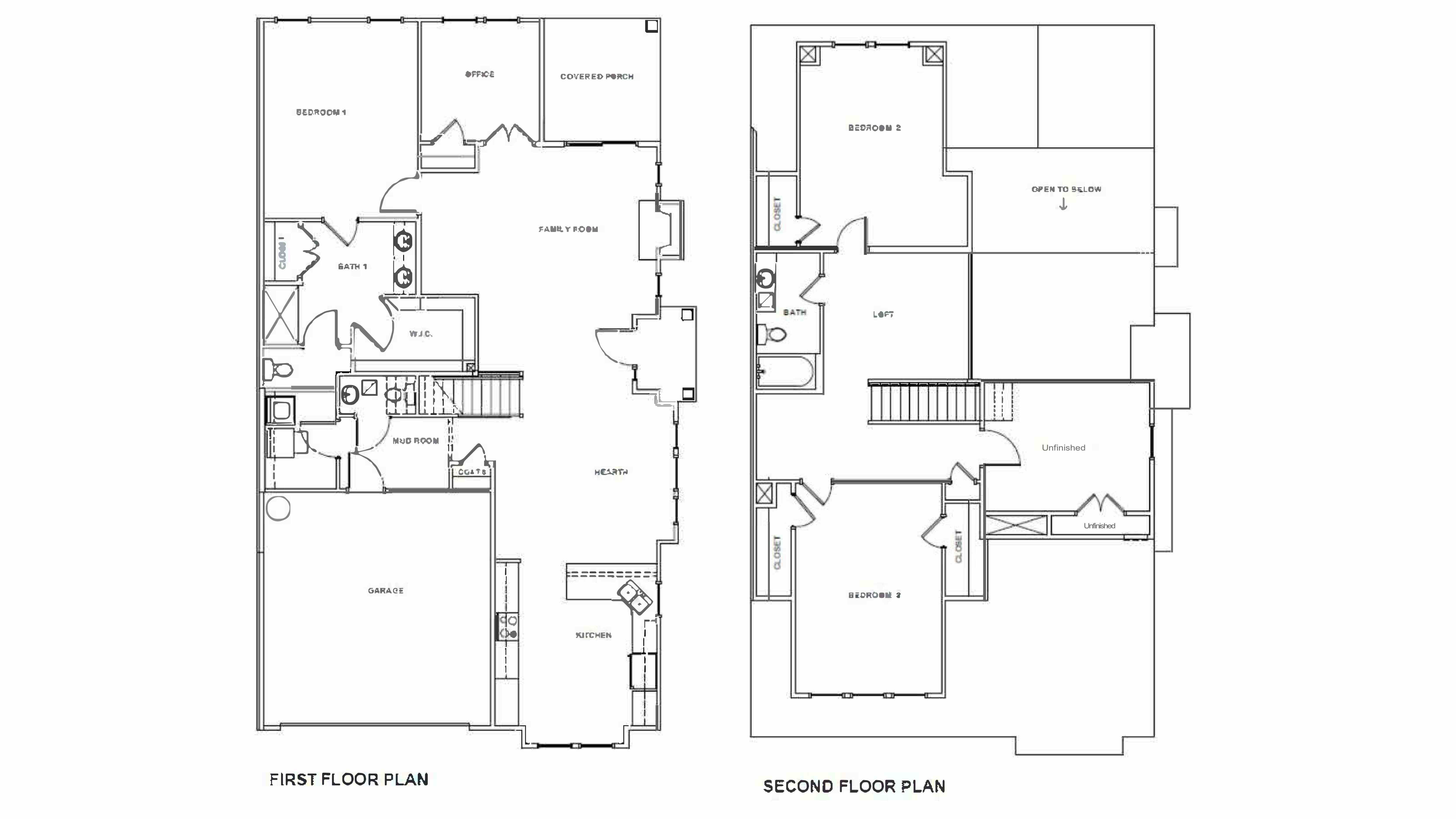 Floorplans with unfinished Bedroom 4