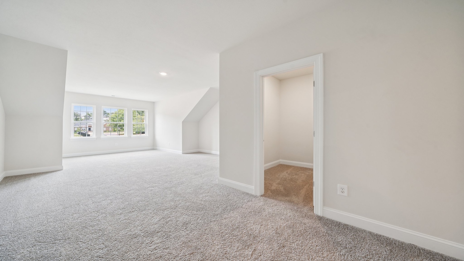 Loft + Secondary Bedroom Modern upstairs plan features living-sleeping-bathroom areas for remote work, study, or visitors