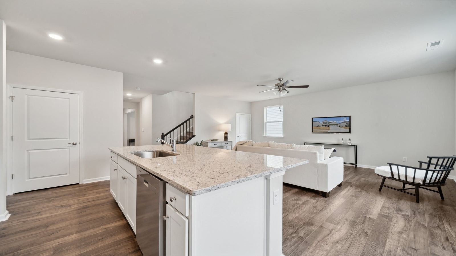 Spacious Kitchen island in this New Home, ideal for dining, daily prep zones, and entertaining in our Fresh modern design layout