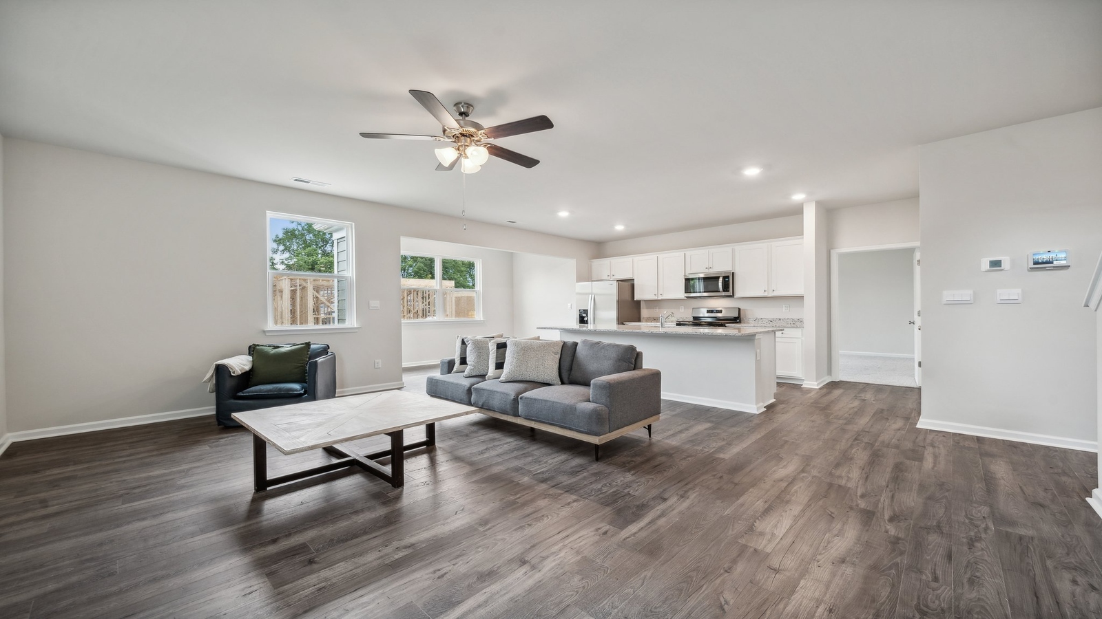 Kitchen-dining-great room-living spaces combo, connectivity to the new home at Bennetts Pasture