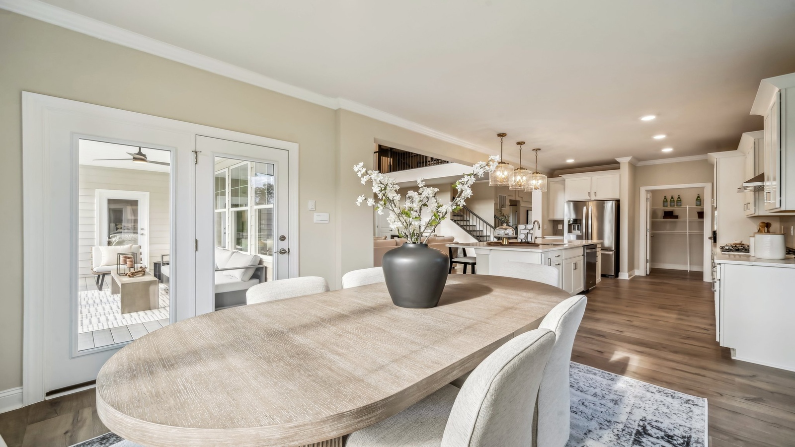 Maidens Farm dining space just for entertaining and daily living near to kitchen-living room