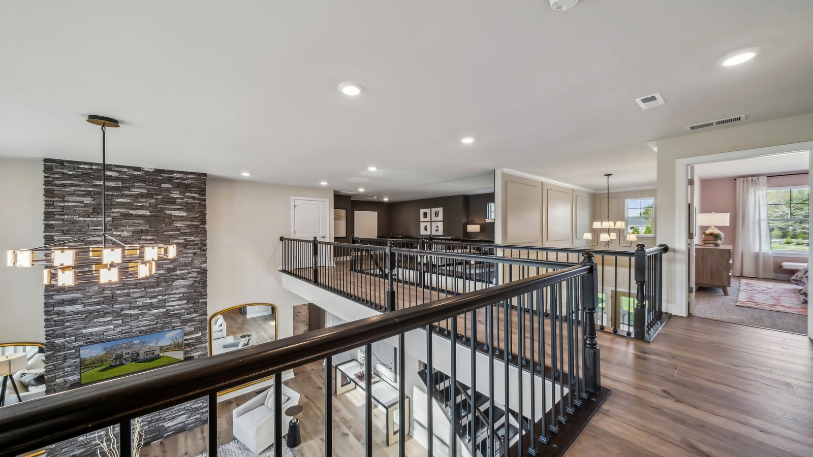 Loft +  Bedroom upstairs layout includes access to open sightlines, easy access to shared spaces Maidens Farm