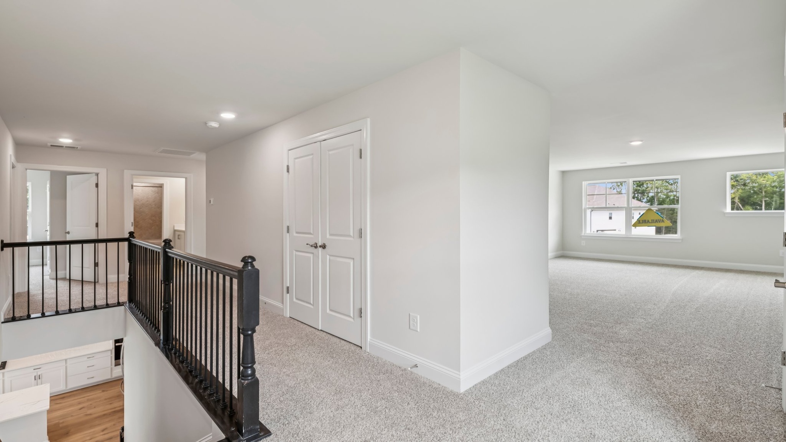 Loft + Secondary Bedroom Modern upstairs plan features living-sleeping-bathroom areas for remote work, study, or visitors