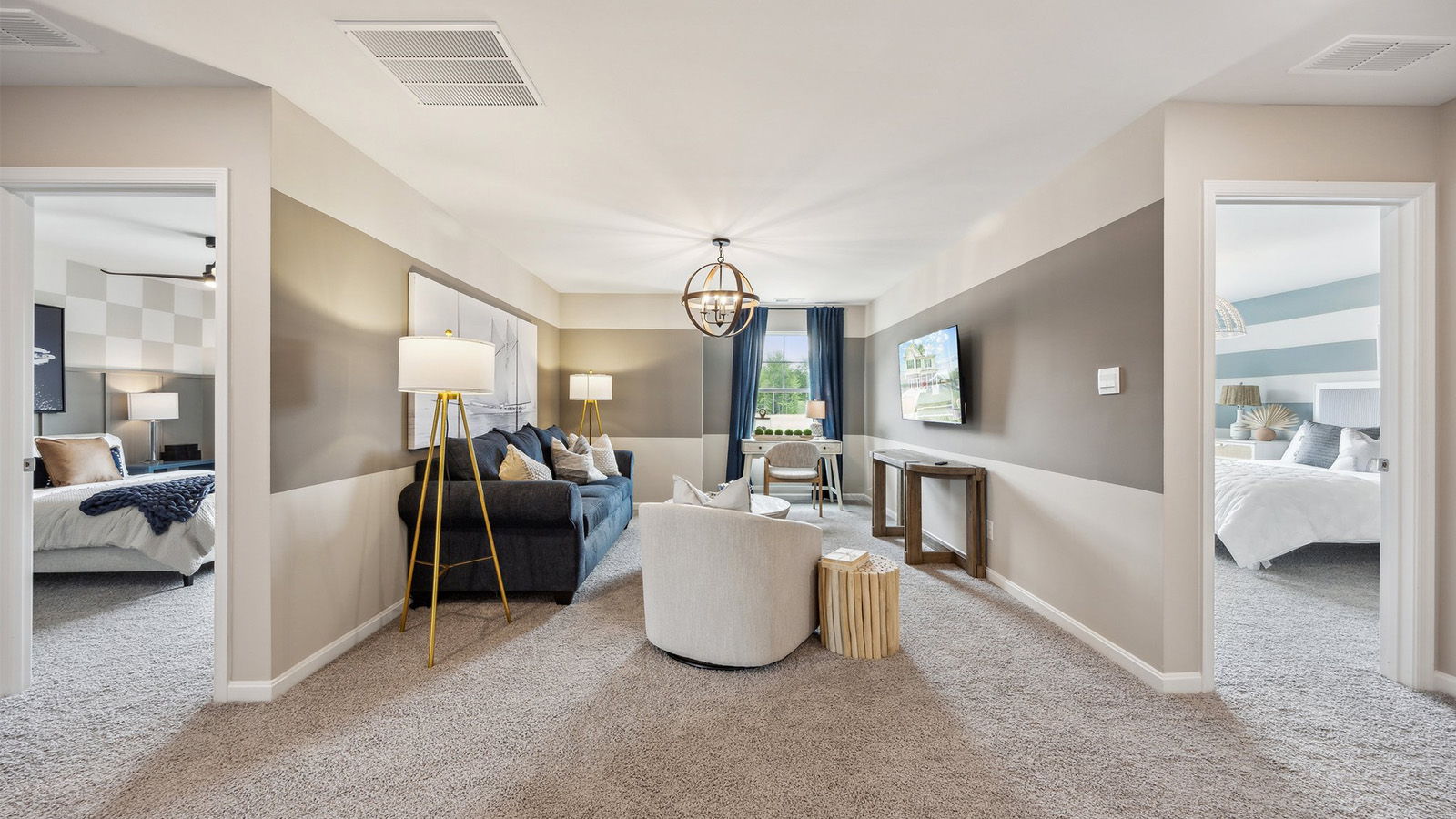 Loft +  Bedroom upstairs layout includes open sightlines, easy access to shared space and rooms Smith Farm