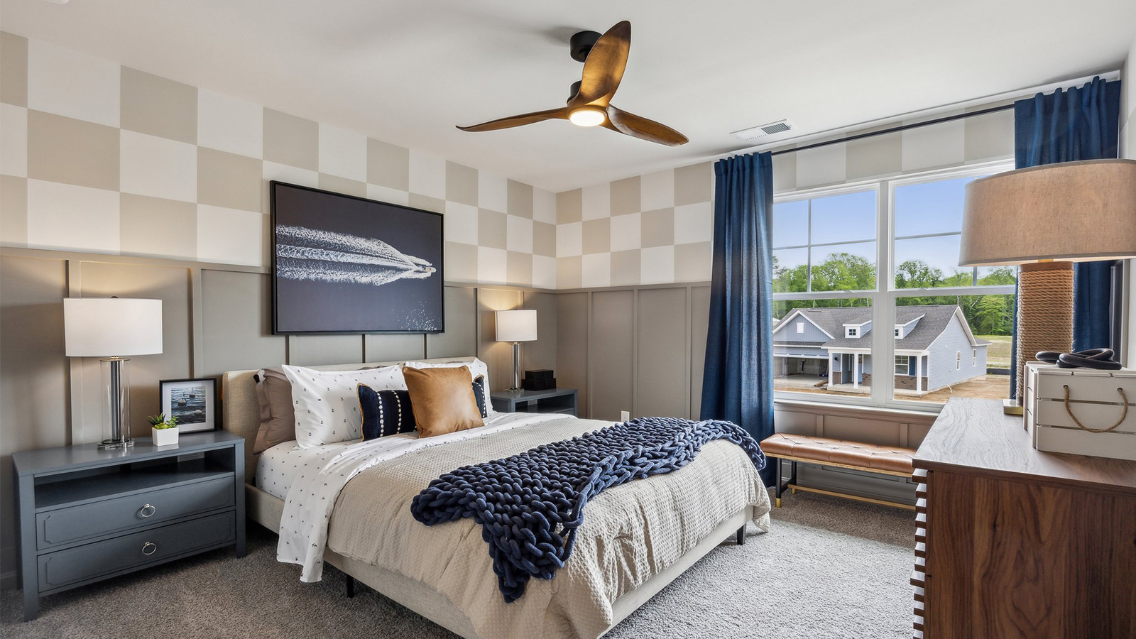 Secondary Bedroom showcases space via single door closet, window, convenient home access Smith Farm