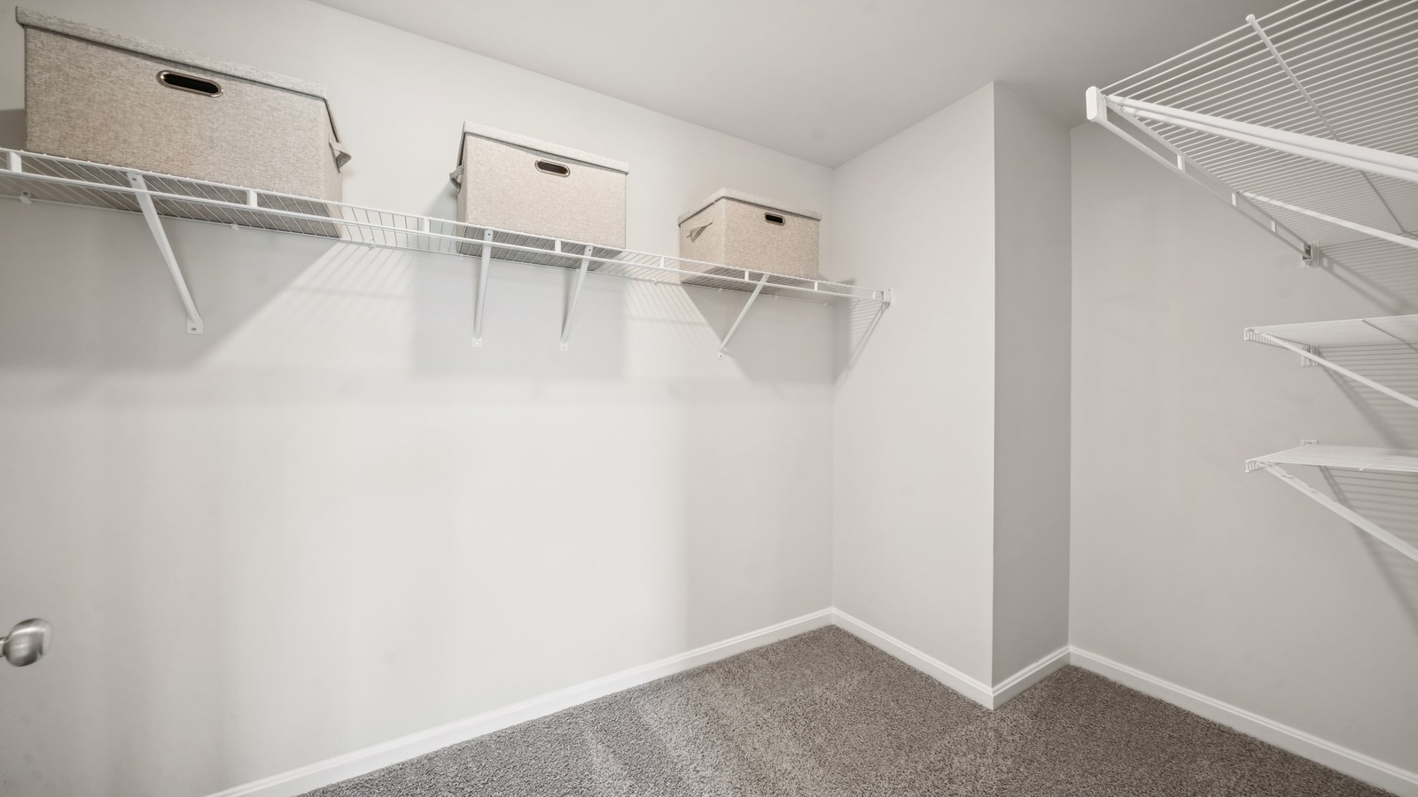 Spacious walk-in closet inside primary bedroom of D.R. Horton new construction home in Green Spring Estates