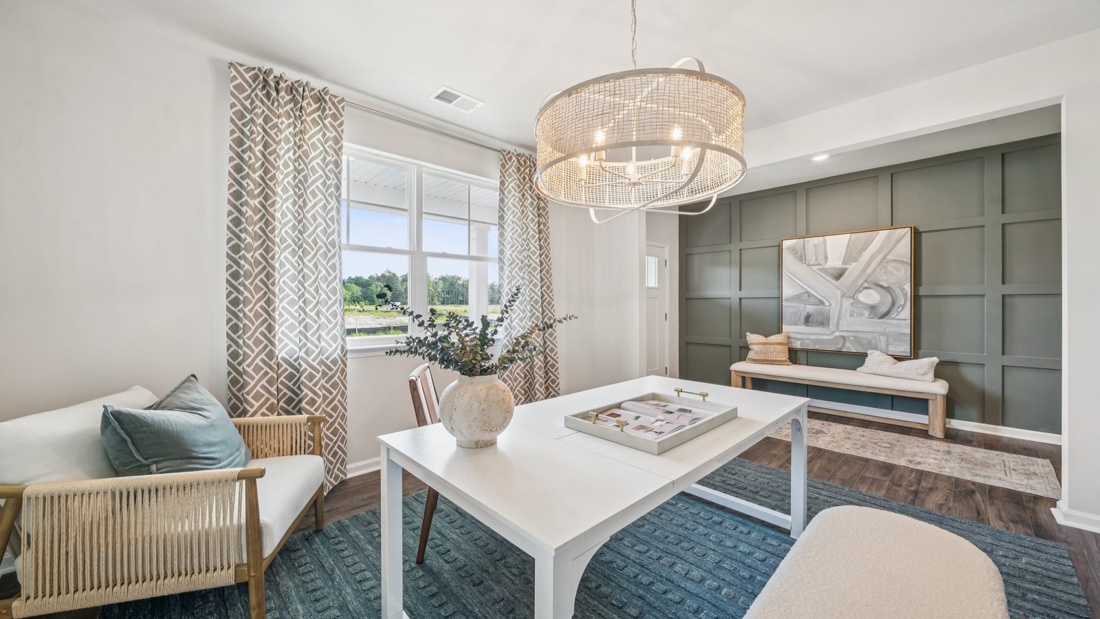 Living room built for daily living, entertaining with ample space, near front foyer, adding simple fresh open concept designs