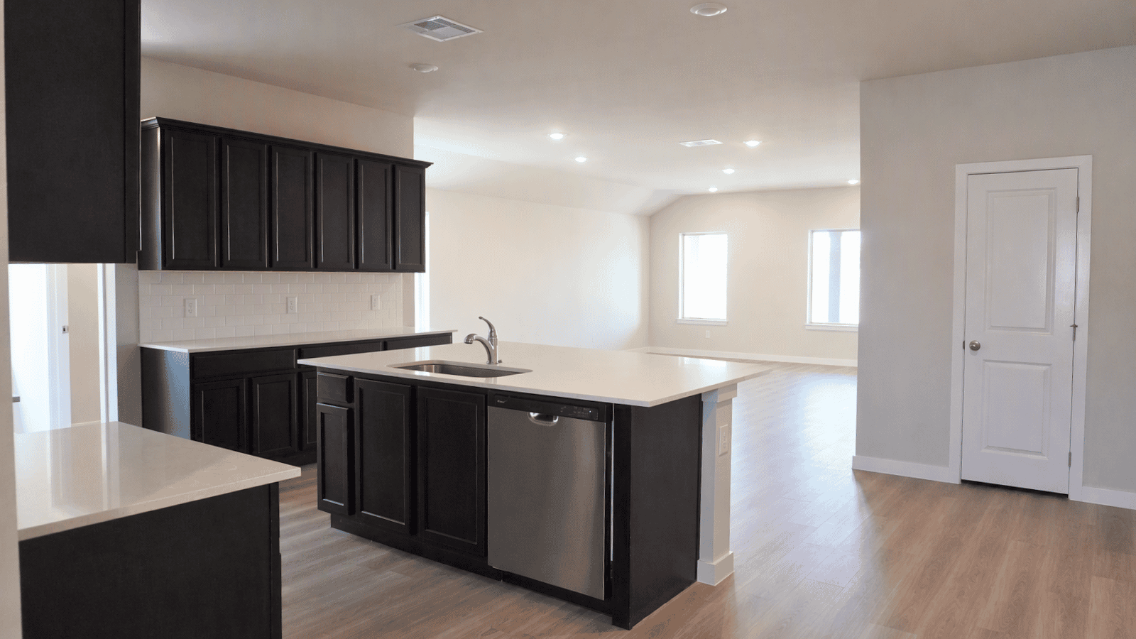 kitchen and living room