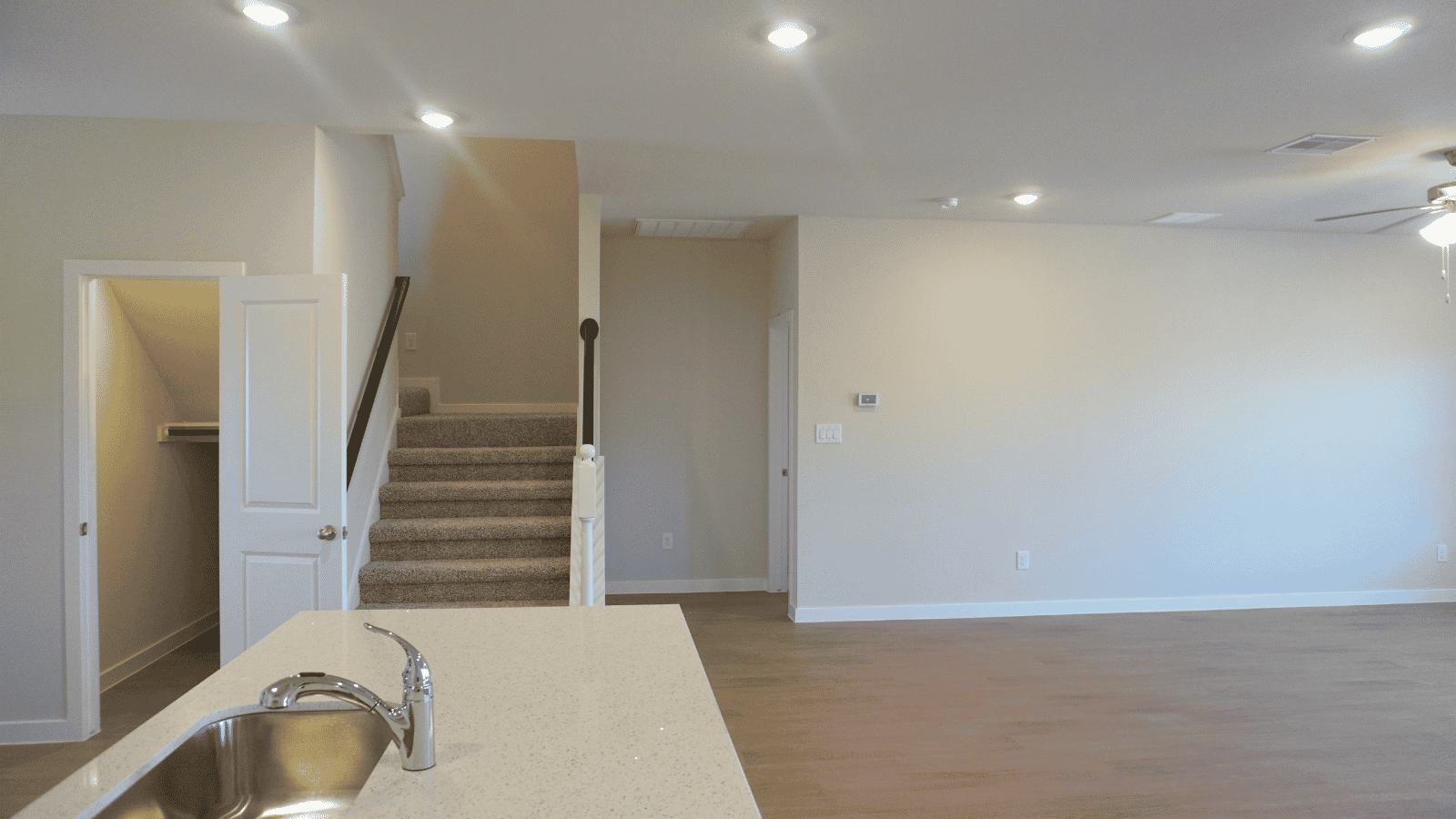 living room and stairs