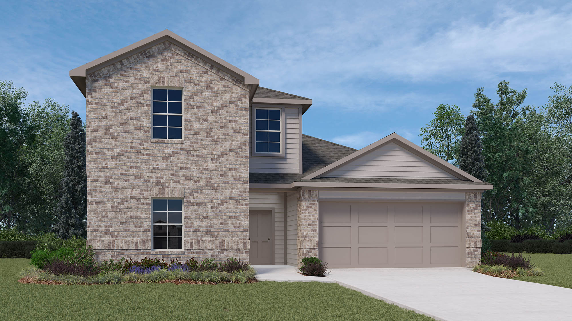 Two story home with two car garage