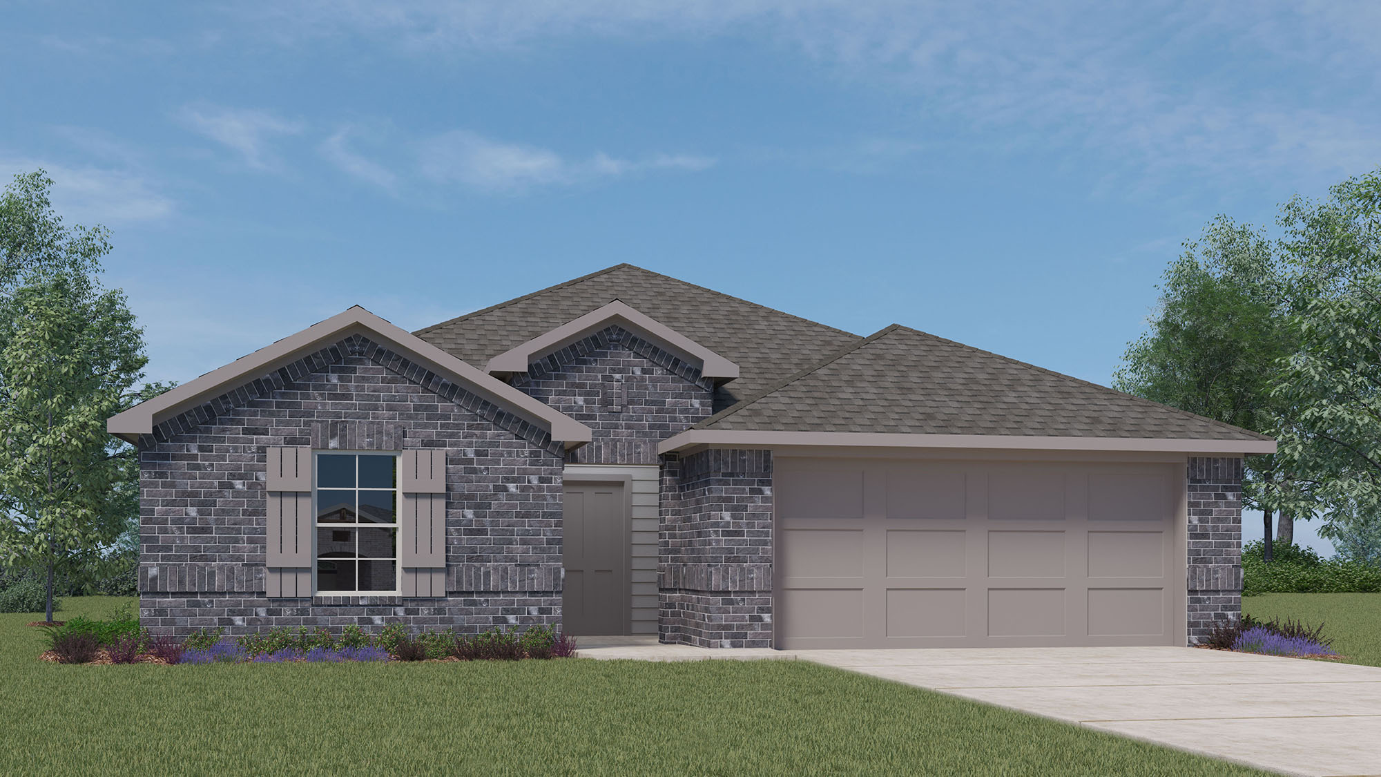Single family one story home with two car garage