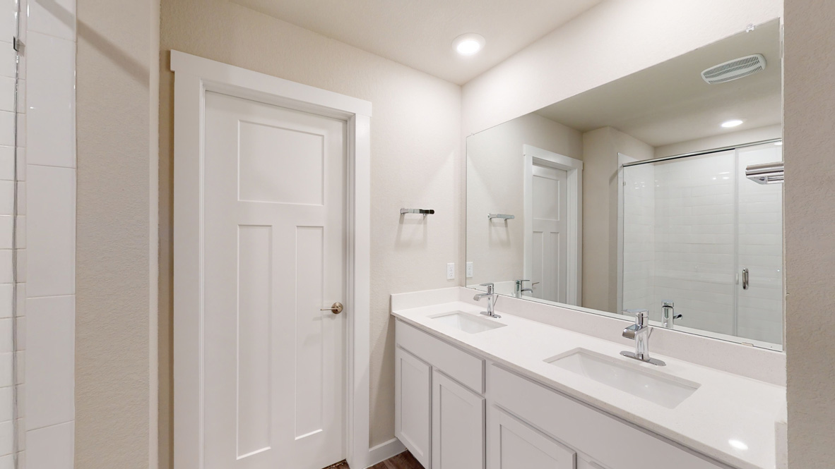 Bathroom 1 sinks and mirror
