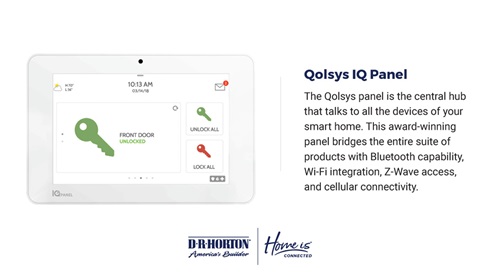 Home is connected Qolsys IQ Panel
