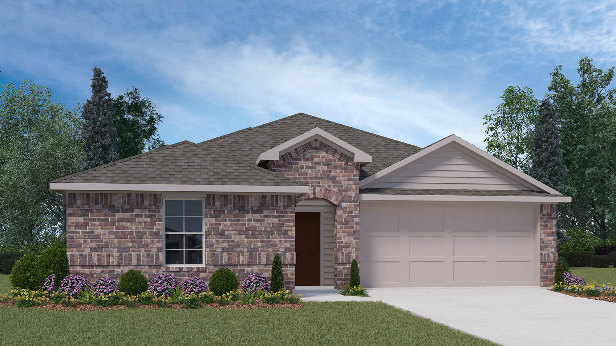 Front exterior 2 car garage