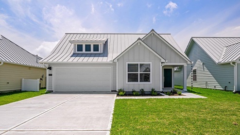 Front of Copano Plan in silver coastal modern exterior
