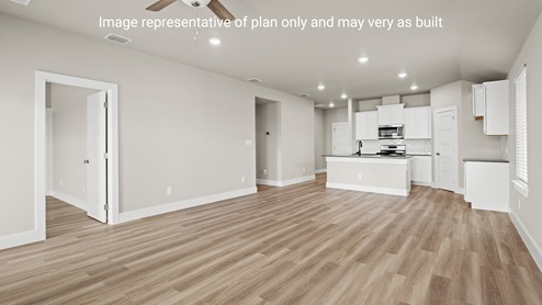 Open living dining and kitchen with breakfast island