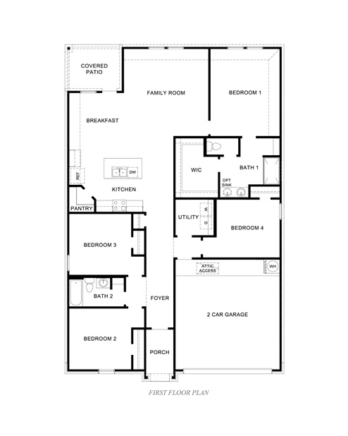 Ibis floorplan 4 bed, 2 bath, 1788 square feet, 2 car garage, 1 story,