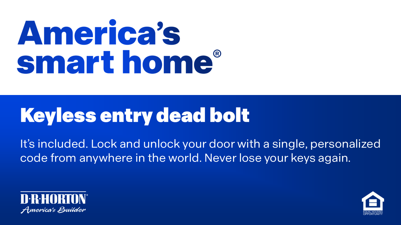 Keyless entry dead bolt. Lock and unlock your door with a single, personalized code from anywhere in the world. Never lose your keys again.