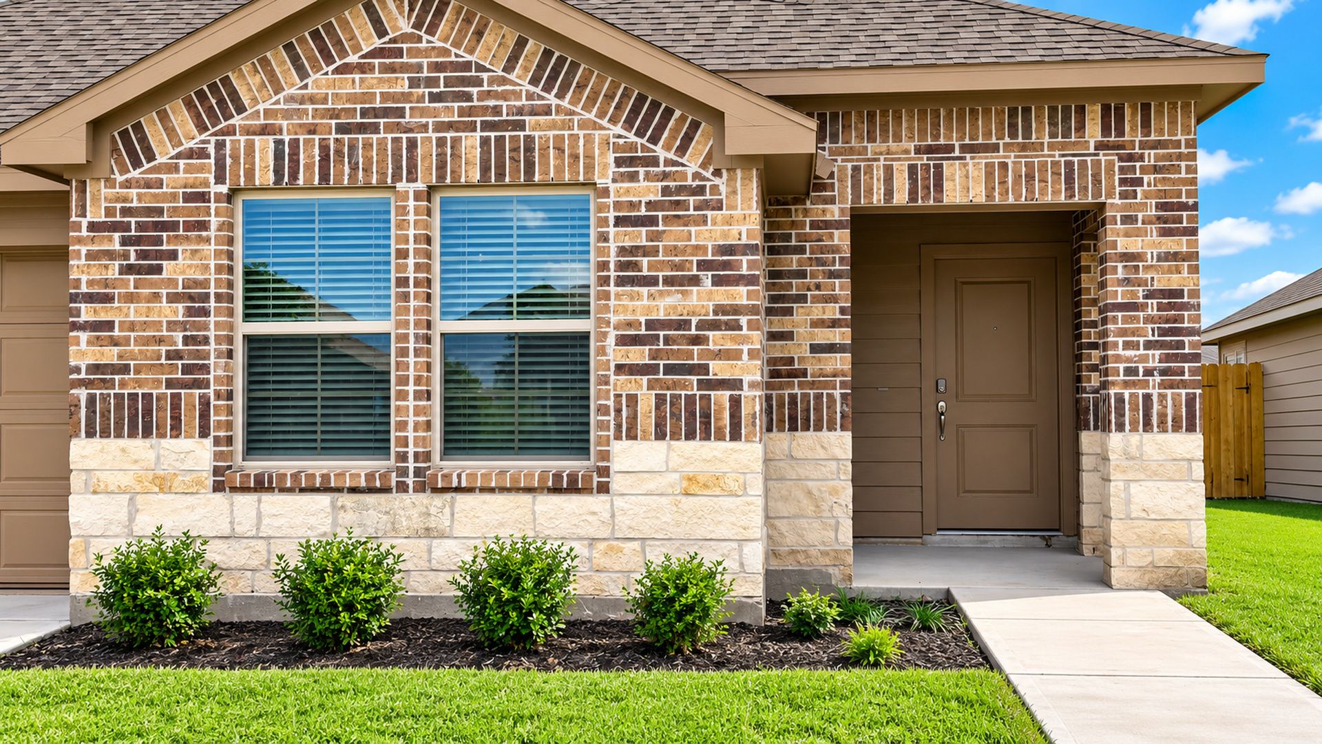 single family one story home with two car garage