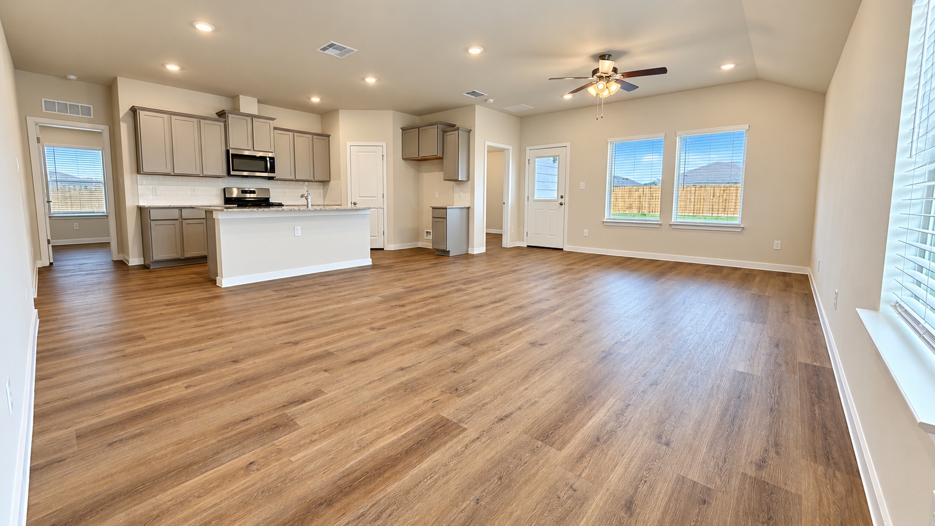 open living room and dining room