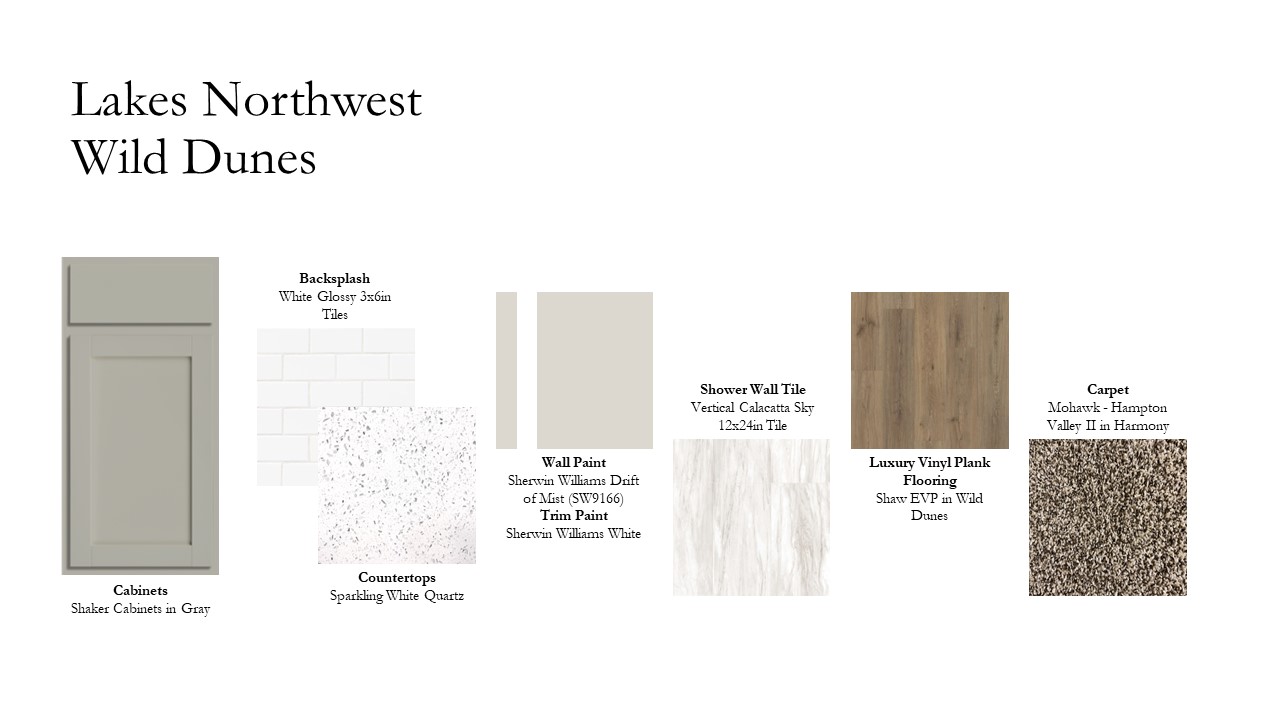 Rendering showing different finish options for the home