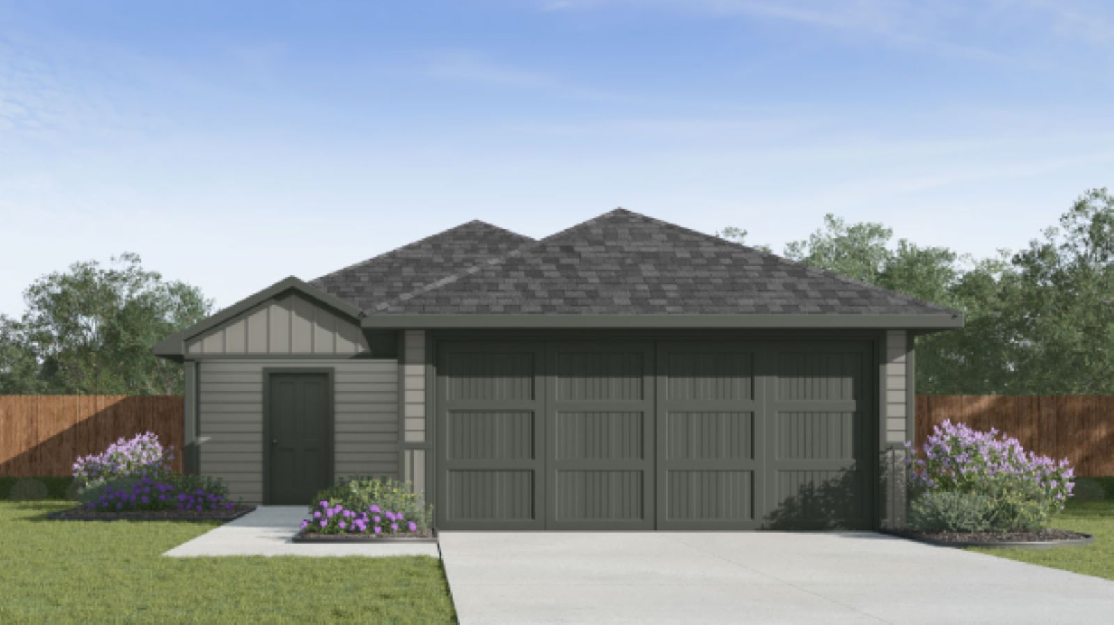Dark Gray Single Family Home with 2 car garage