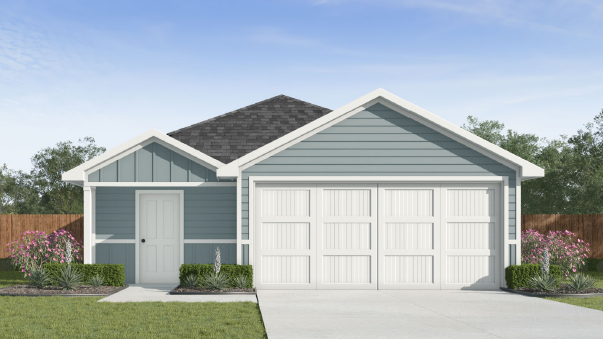 single family one story home with two car garage