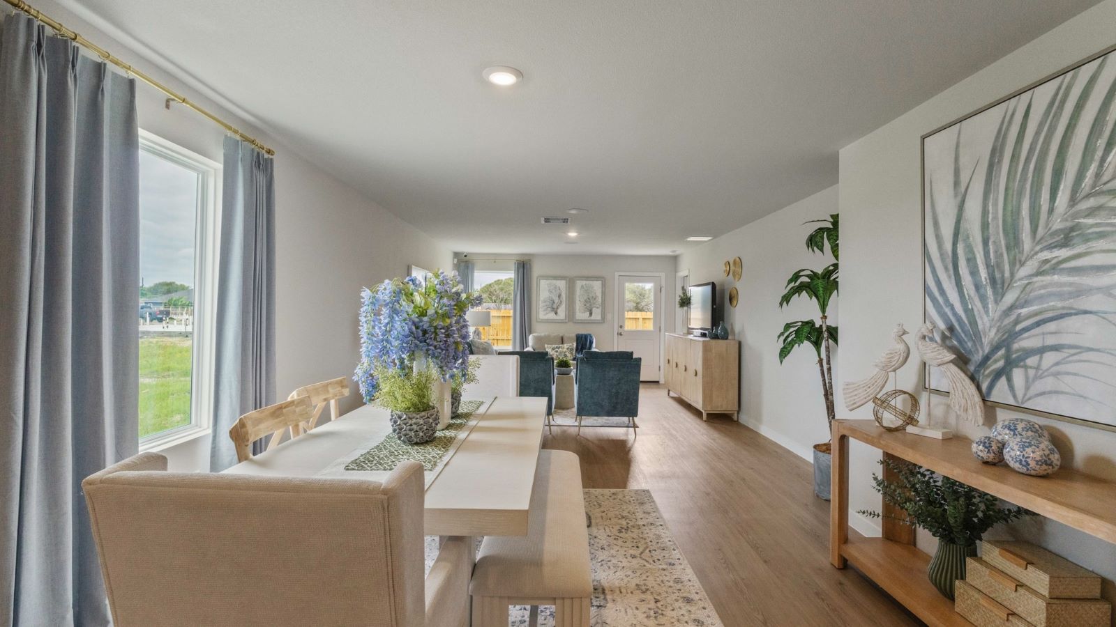 open concept living and dining