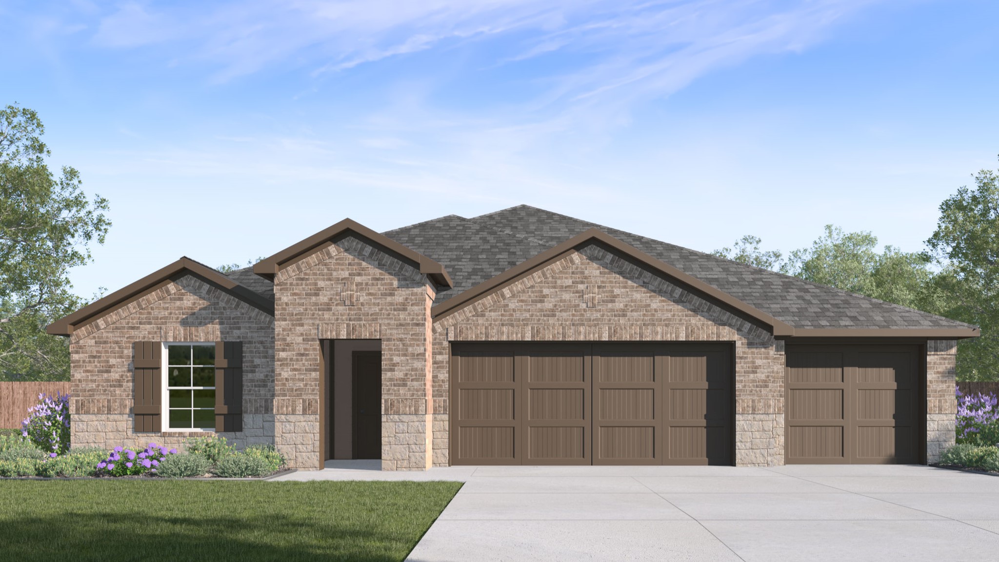 Exterior home 3 car garage