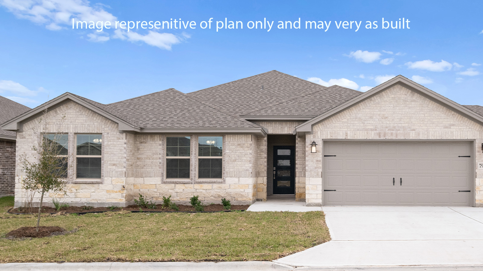 single family one story home with two car garage