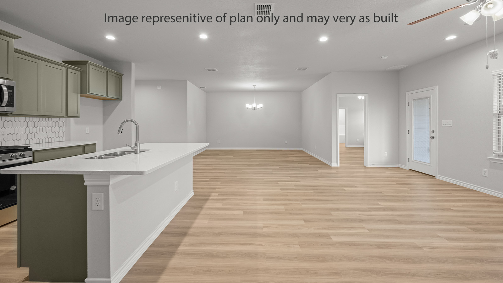 kitchen and living and dining