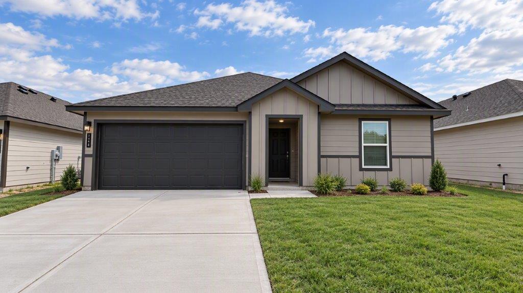 single family one story home with two car garage