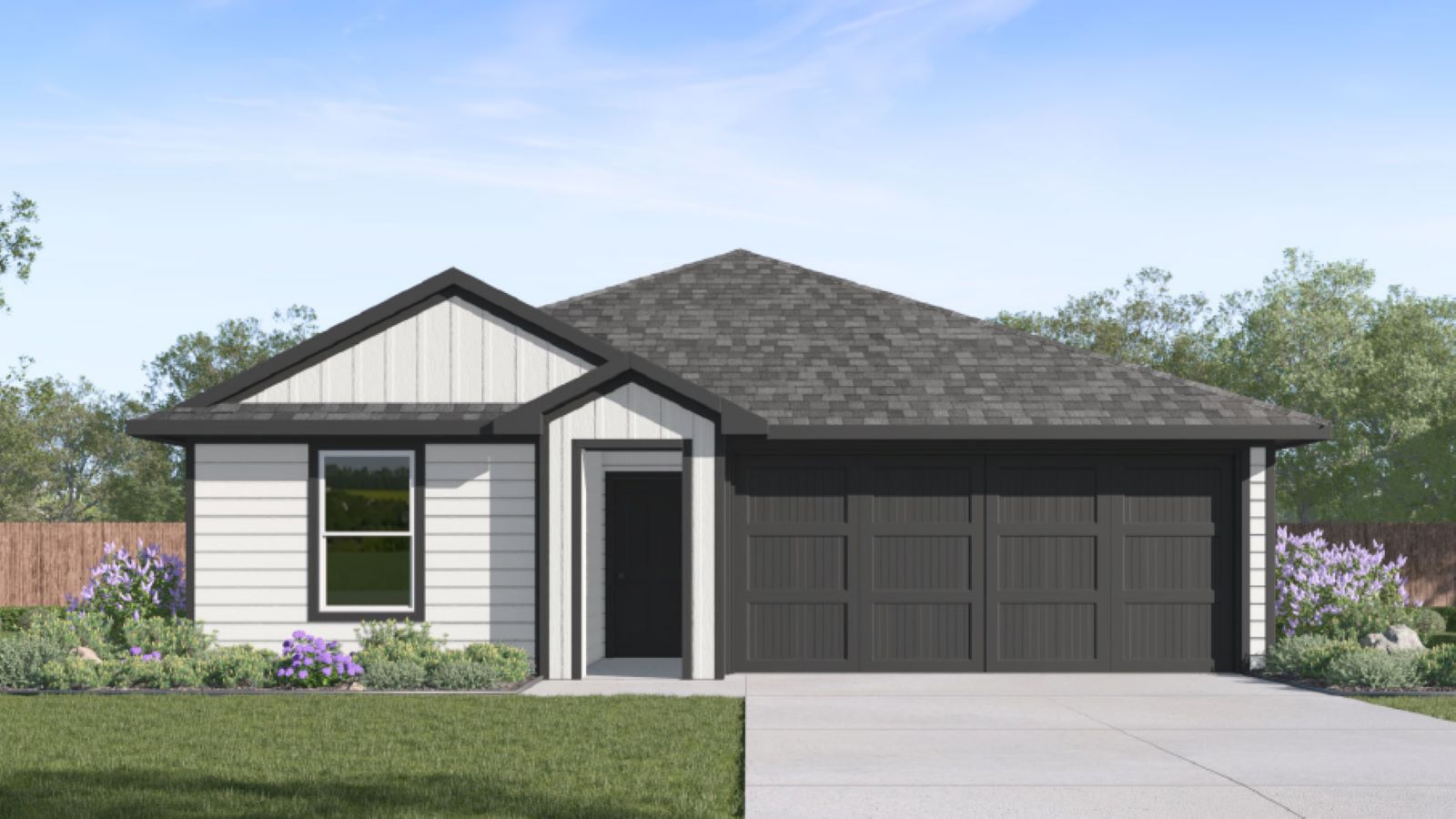 Single story 2 car garage home