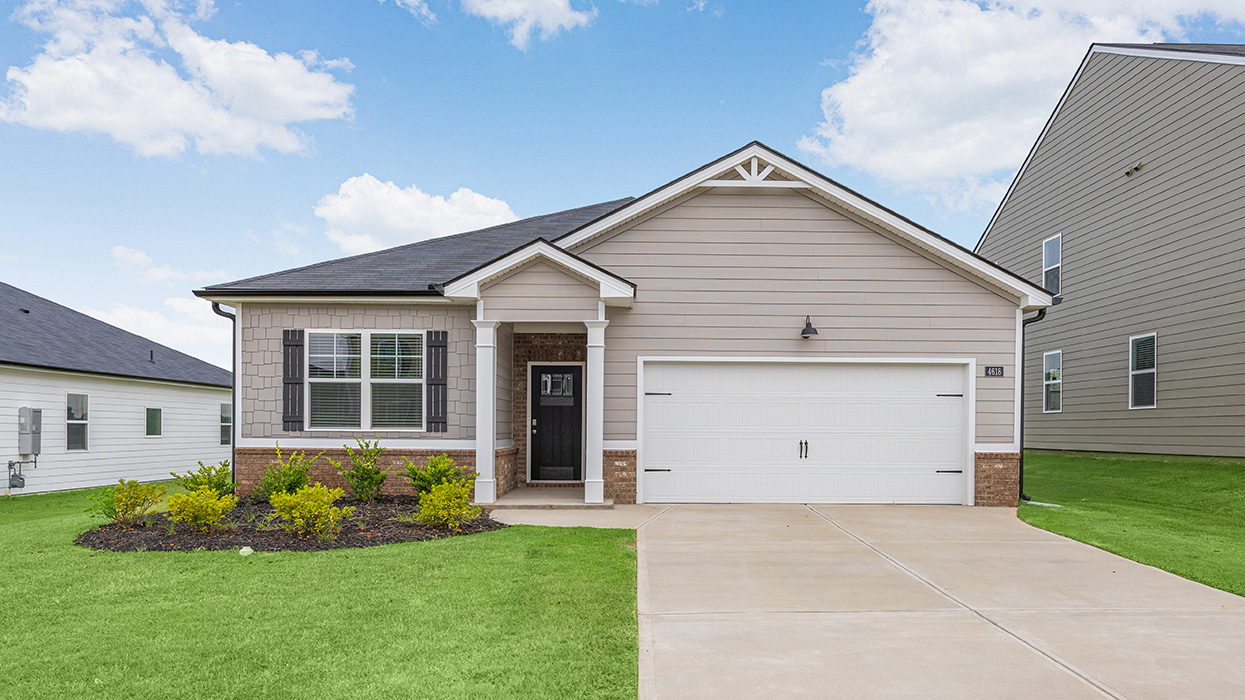 Single story ranch home with two car garage